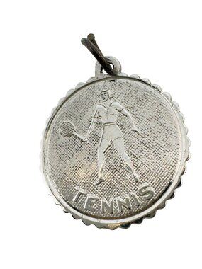 Elco Sterling 925 Silver 60s Tennis Vtg Round Charm Pendant Scalloped